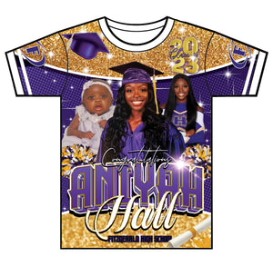 "Aniyah Hall" Custom Designed Graduation 3D shirt