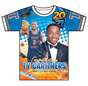 "Ty Carithers" Custom Designed Graduation 3D shirt