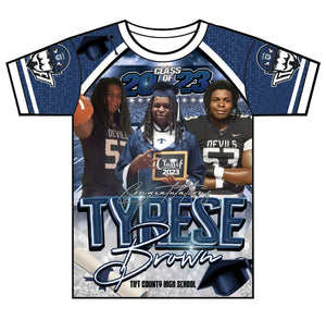 "Tyrese Brown" Custom Designed Graduation 3D shirt