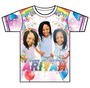 "Rainbows and Unicorns" Custom Designed Birthday 3D shirt
