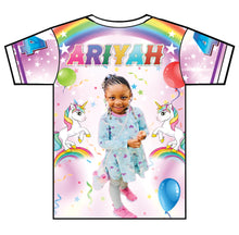 Load image into Gallery viewer, &quot;Rainbows and Unicorns&quot; Custom Designed Birthday 3D shirt
